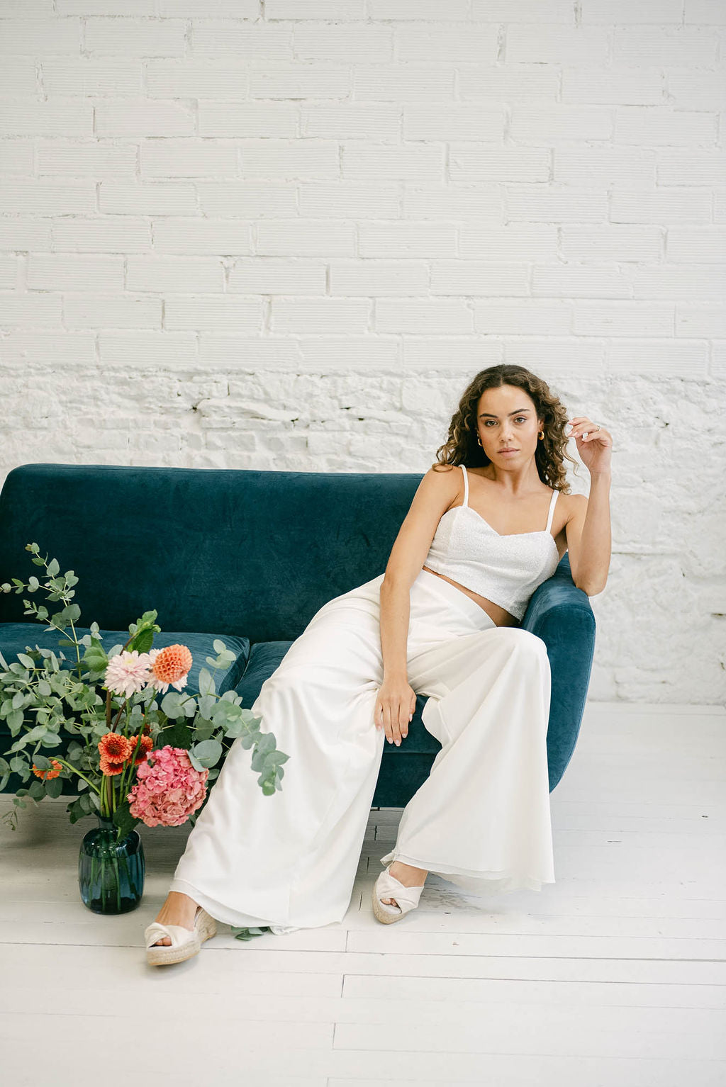 Wedding Dress with Strappy Top and Elegant Palazzo Pants