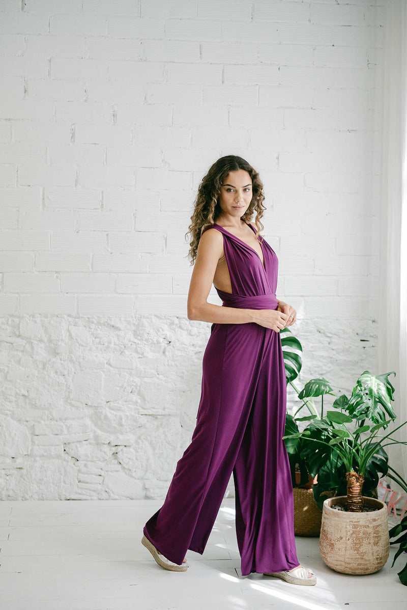 Multi-position palazzo jumpsuit for bridesmaids - Elegant party jumpsuit