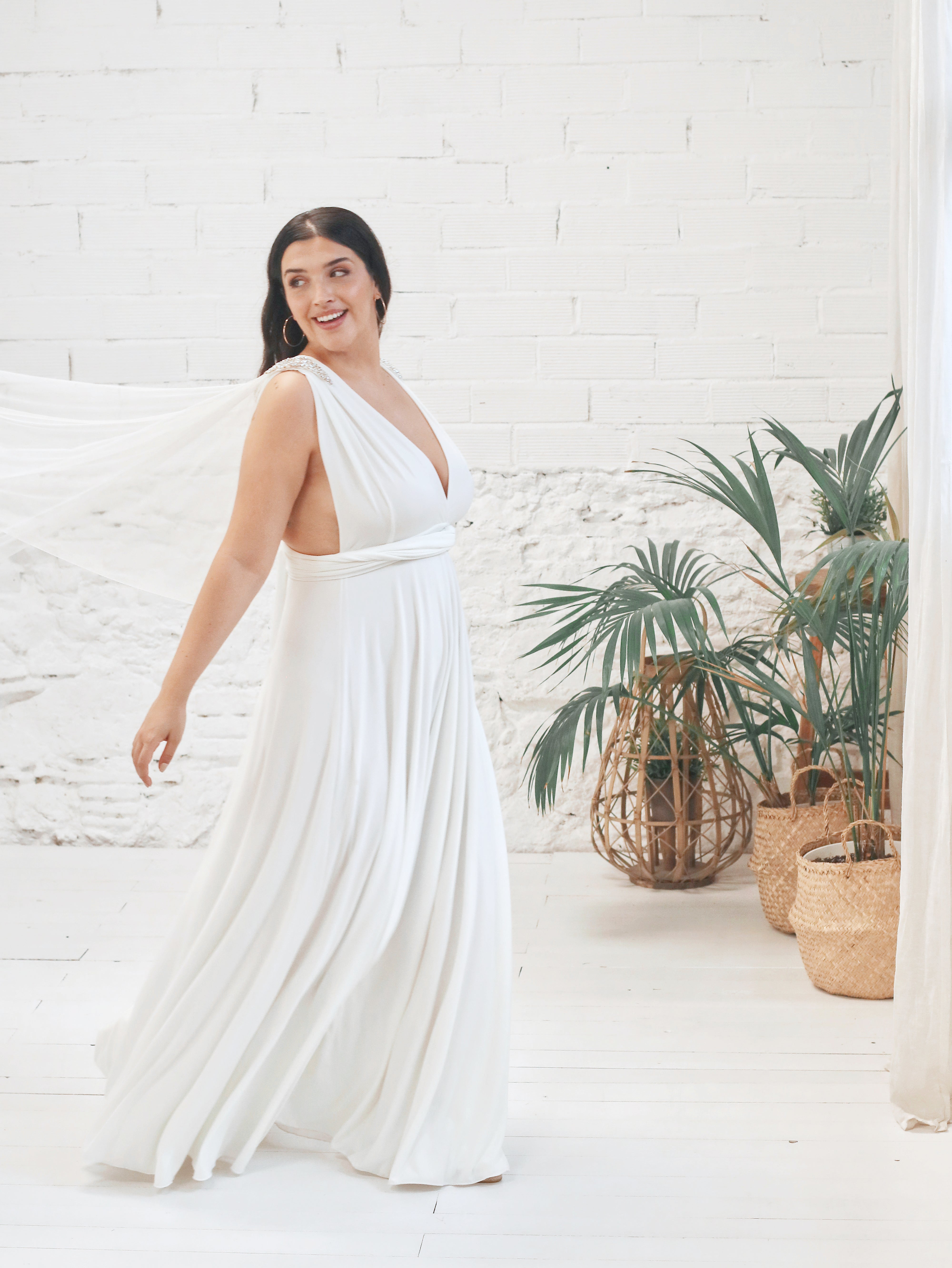 Vestido de Novia Multiposición con Alas Desmontables