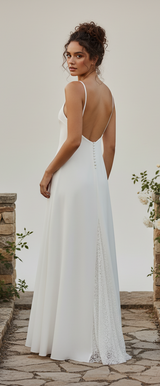 Vestido de novia Siena en crepé ivory con espalda descubierta