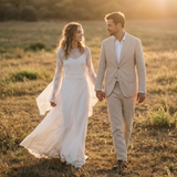 Sobrecapa de novia de encaje con mangas y cola | Bridal Topper Boho