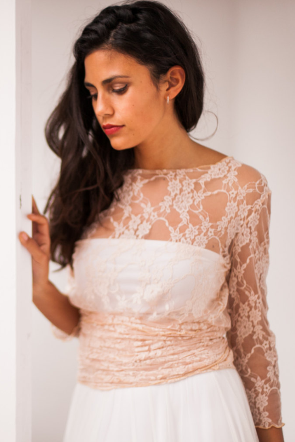 Bolero de encaje reversible rosa cuarzo - Frida Lace Bolero