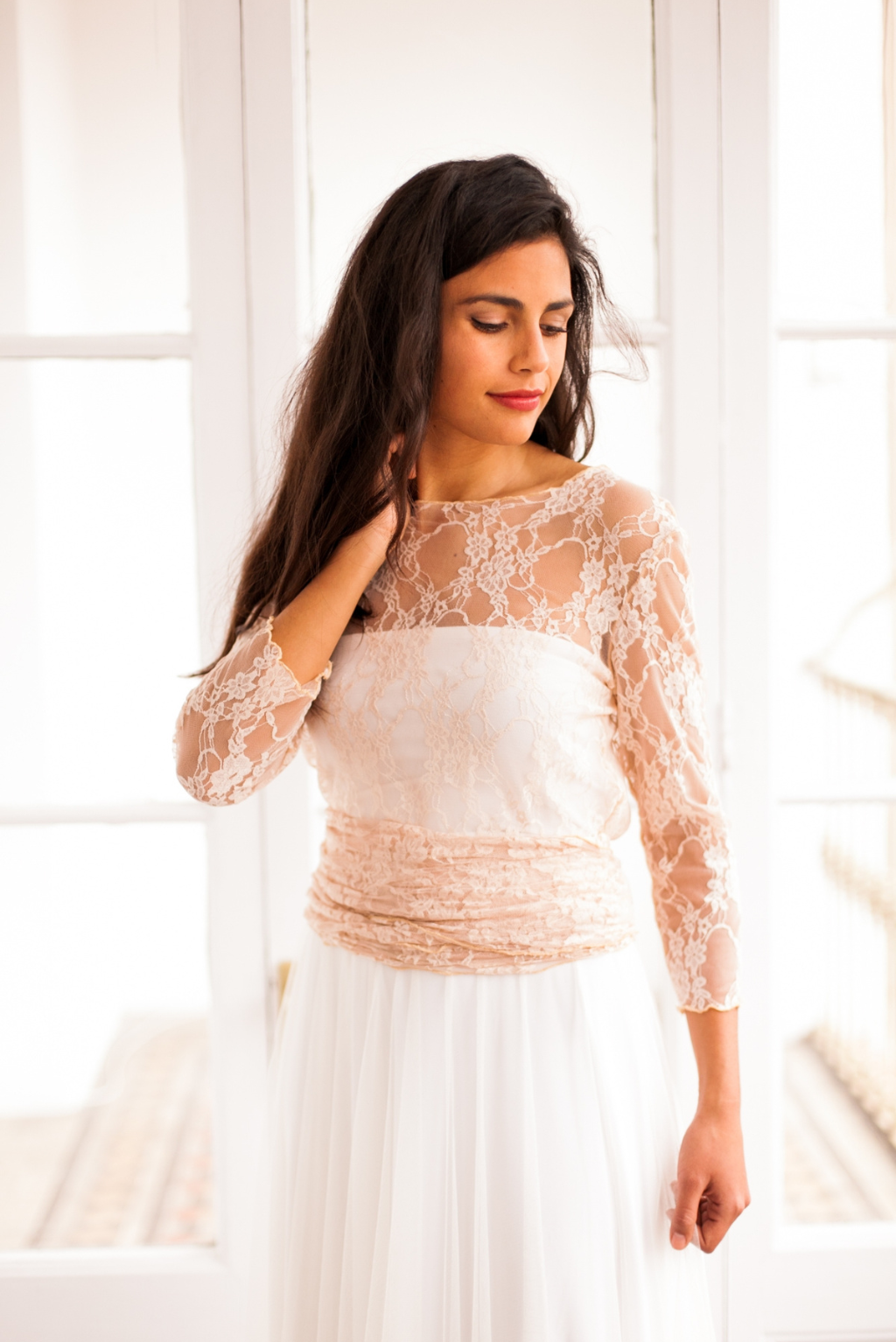 Rose quartz wedding top – Frida Lace Bolero