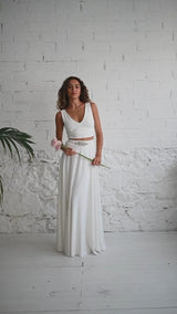 Wedding Dress with Short Top and Flowy Skirt - Mimètik