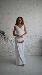 Long Wedding Dress with White Sequins