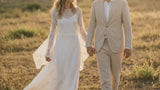 Sobrecapa de novia de encaje con mangas y cola | Bridal Topper Boho