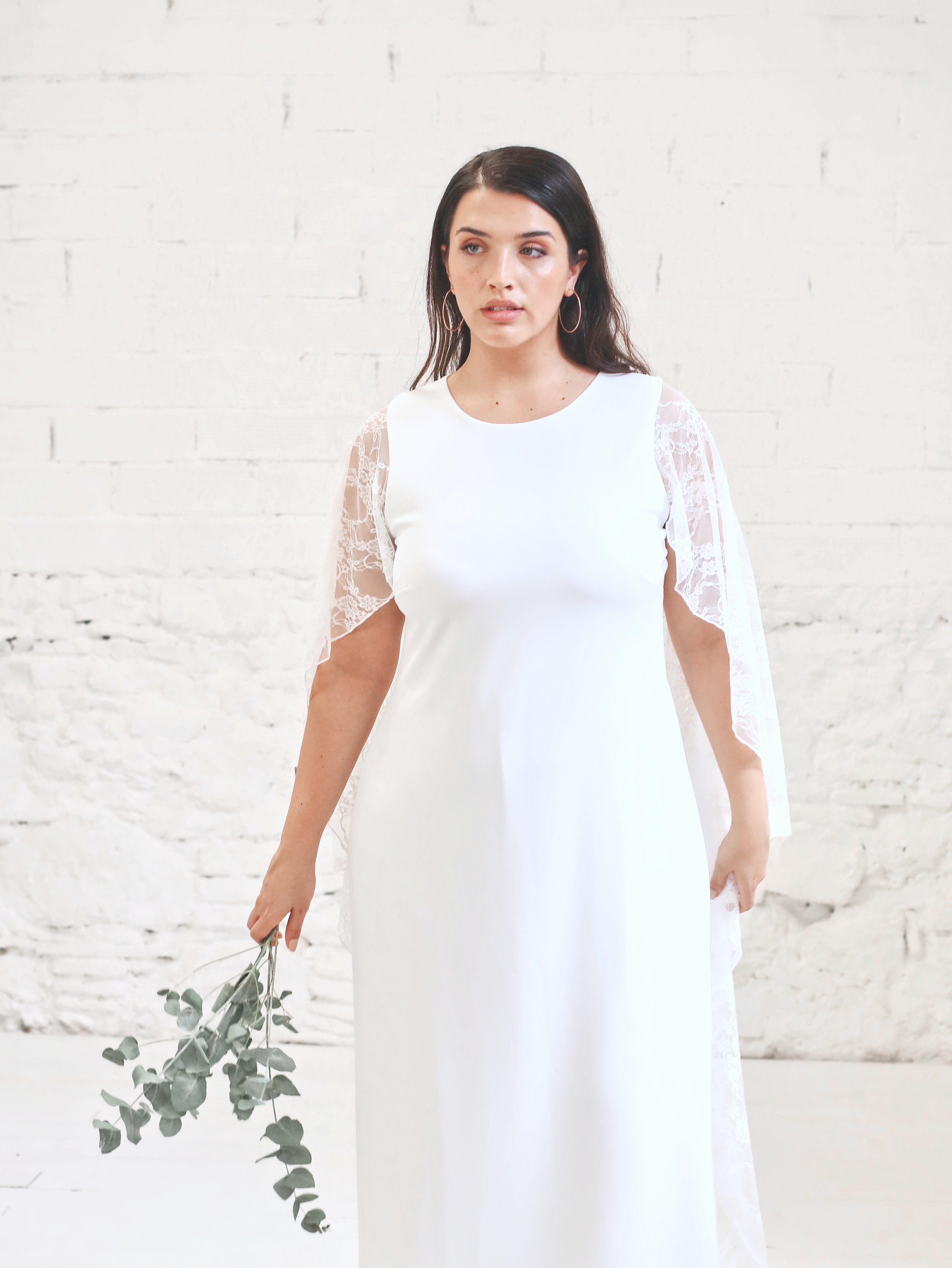 Wedding Dress with Lace Cape