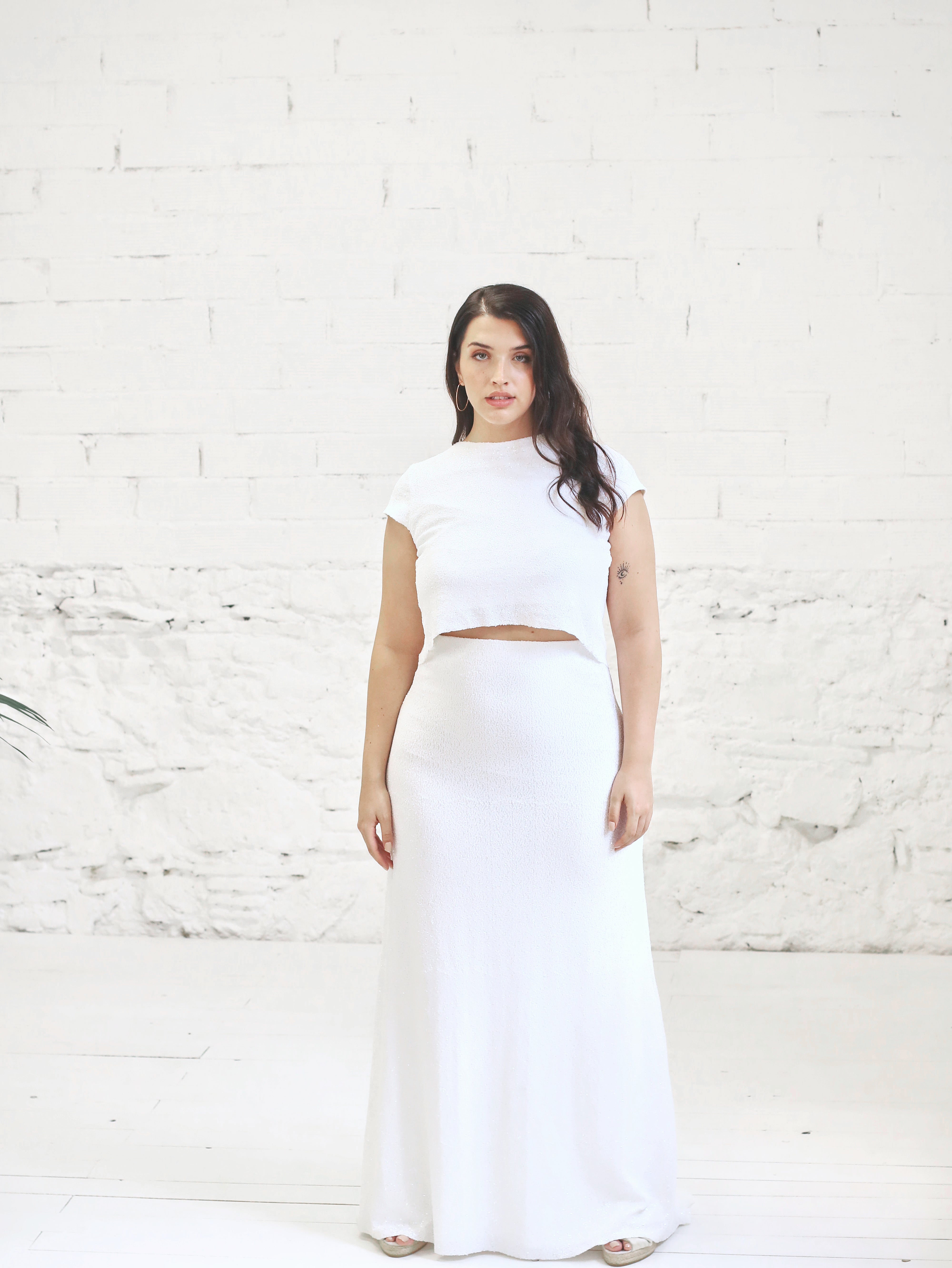 Vestido de Novia Sirena y Top de Microlentejuelas