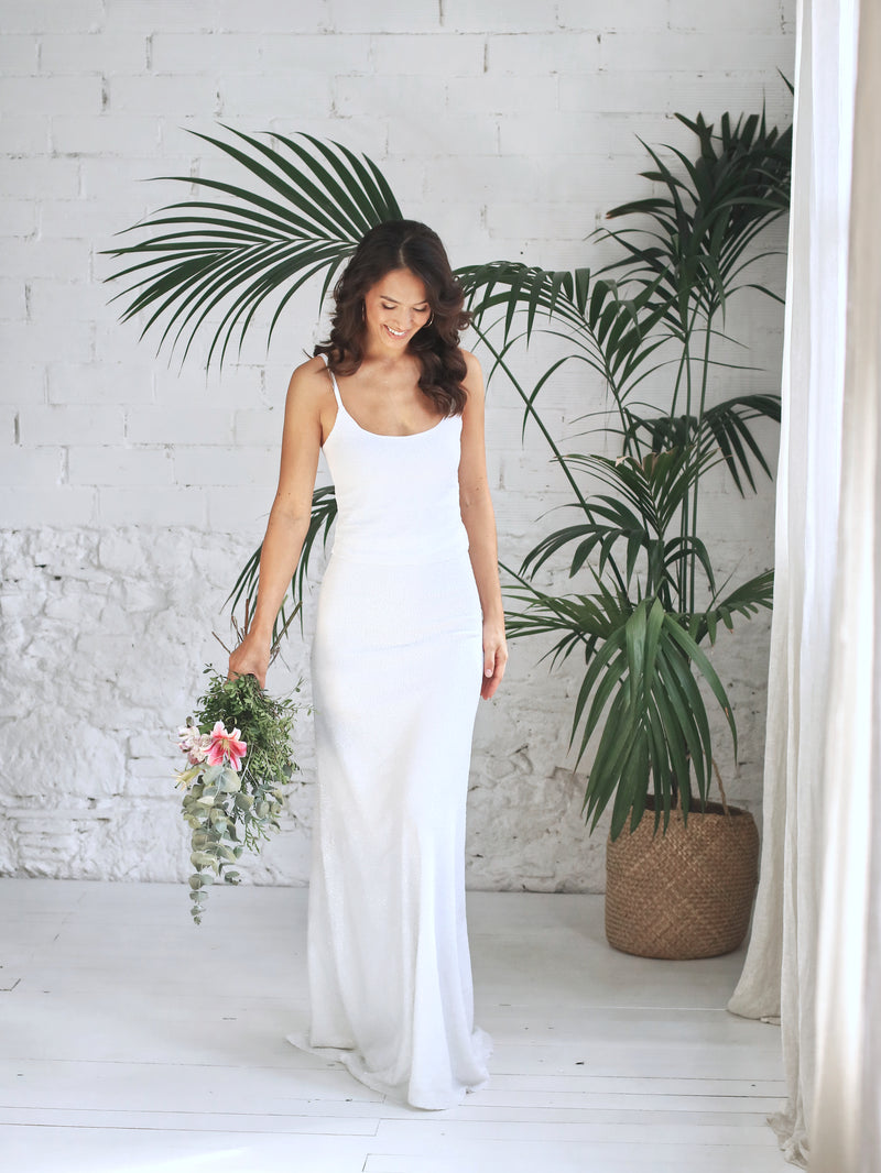 Vestido de Novia dos Piezas Sirena en Micro Lentejuela