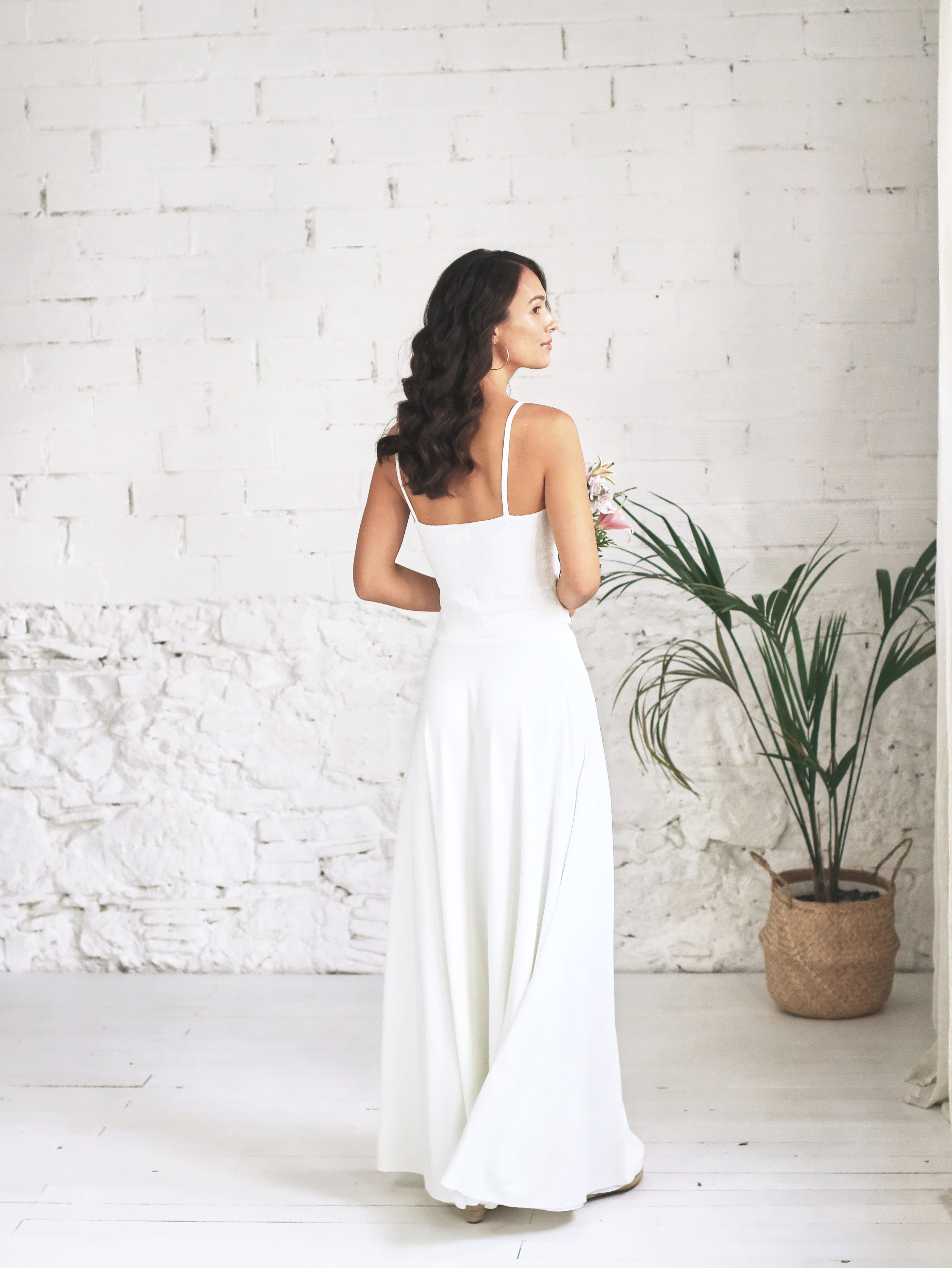 Wedding Dress with Sequin Slip Top