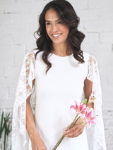 Wedding dress with lace cape