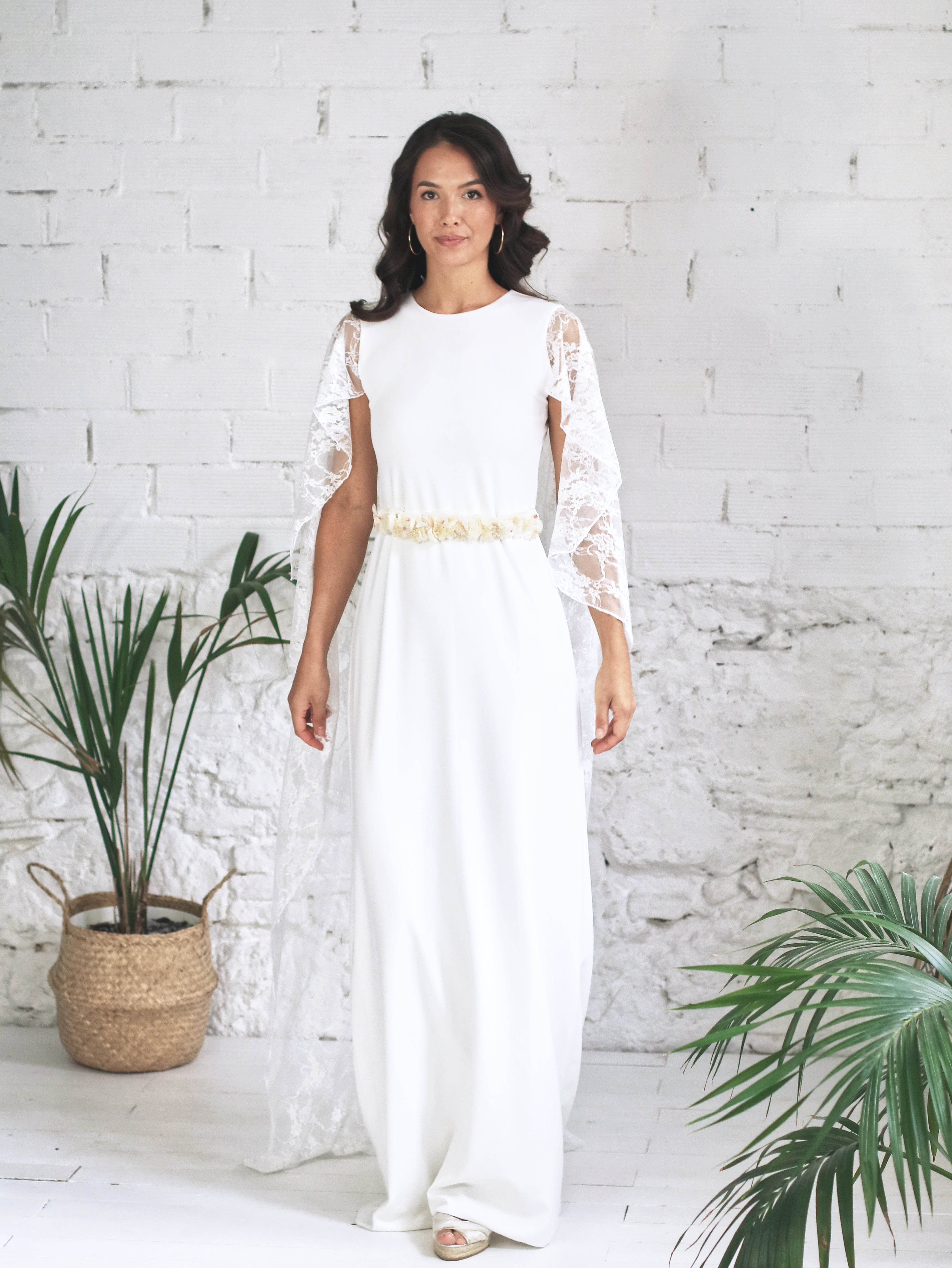 Wedding Dress with Lace Cape