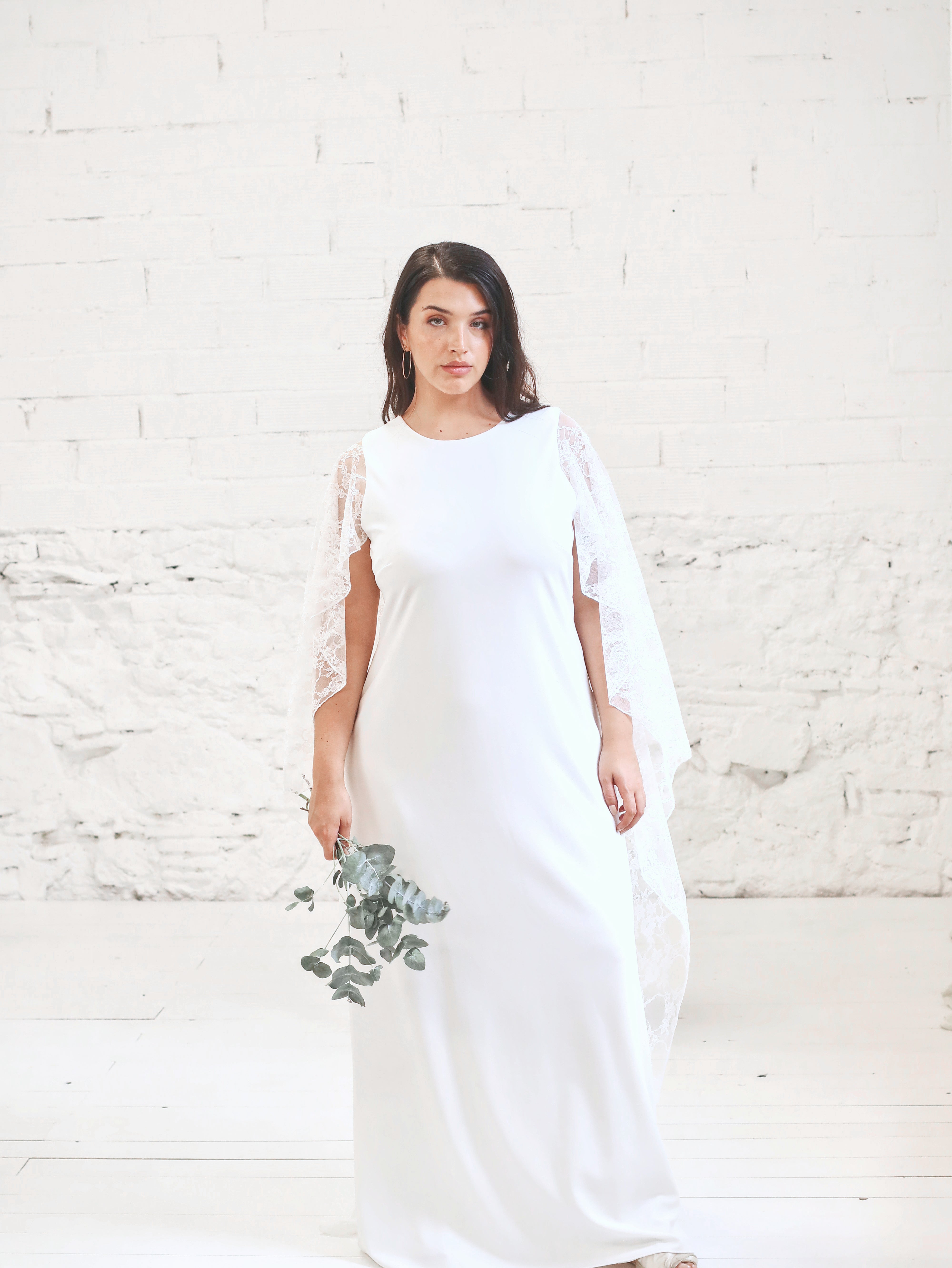 Wedding Dress with Lace Cape