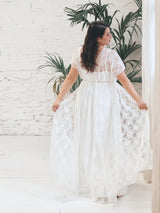 Wedding dress with Greek style lace overdress