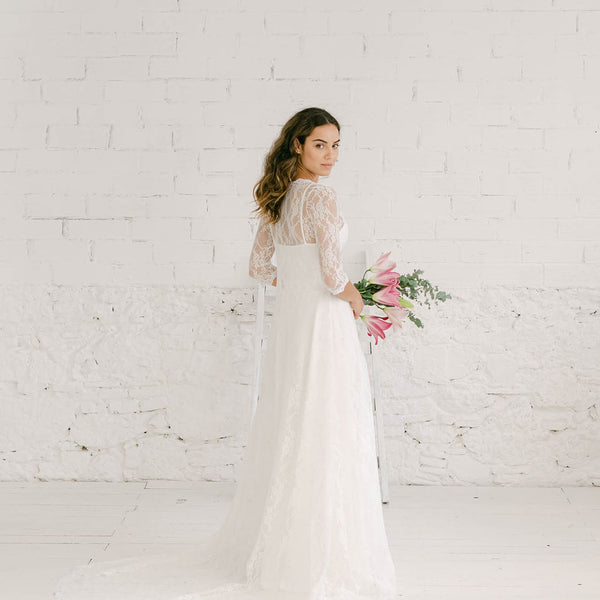 Lace long bridal coat Mimètik – Mimetik - Main Image