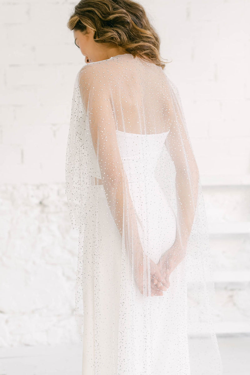 Wedding dress with sparkling cape| Mimètik – Mimetik