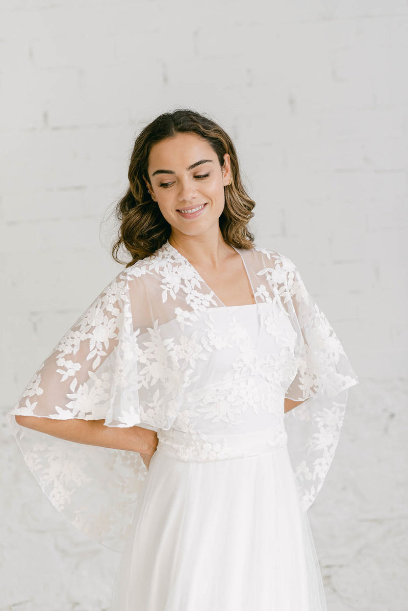 Para Vestidos De Novia Con Capas Capa Corta De Tul Para Boda