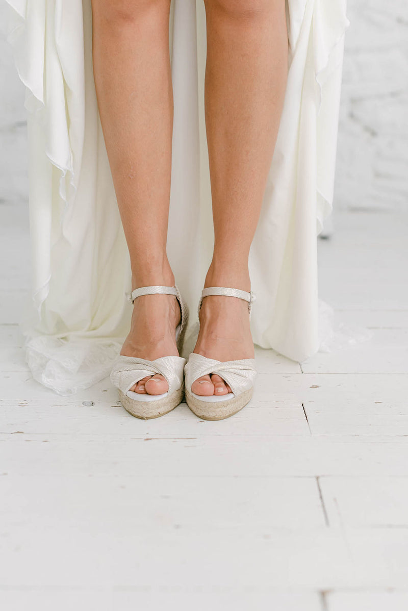 Cuñas de novia en yute para boda rústica y bohemia - Zapatos de novia Shell