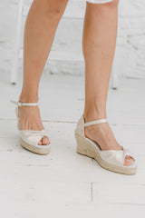 Bridal espadrilles with ankle straps for beach or rustic wedding – Wedding shoes Shell