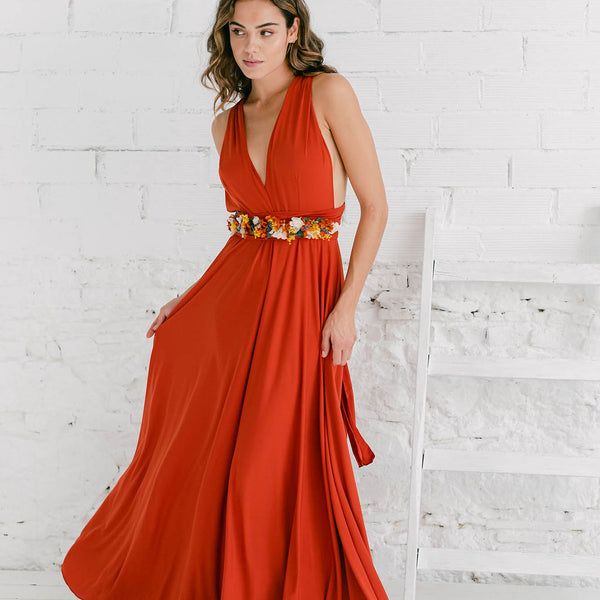 Vestido dama de honor color terracota o teja - Gala Essential Largo –  Mimetik
