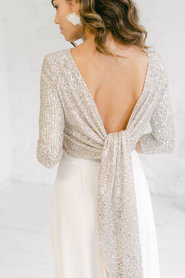 Long-sleeved sequin top for glam brides – Bolero Sequin