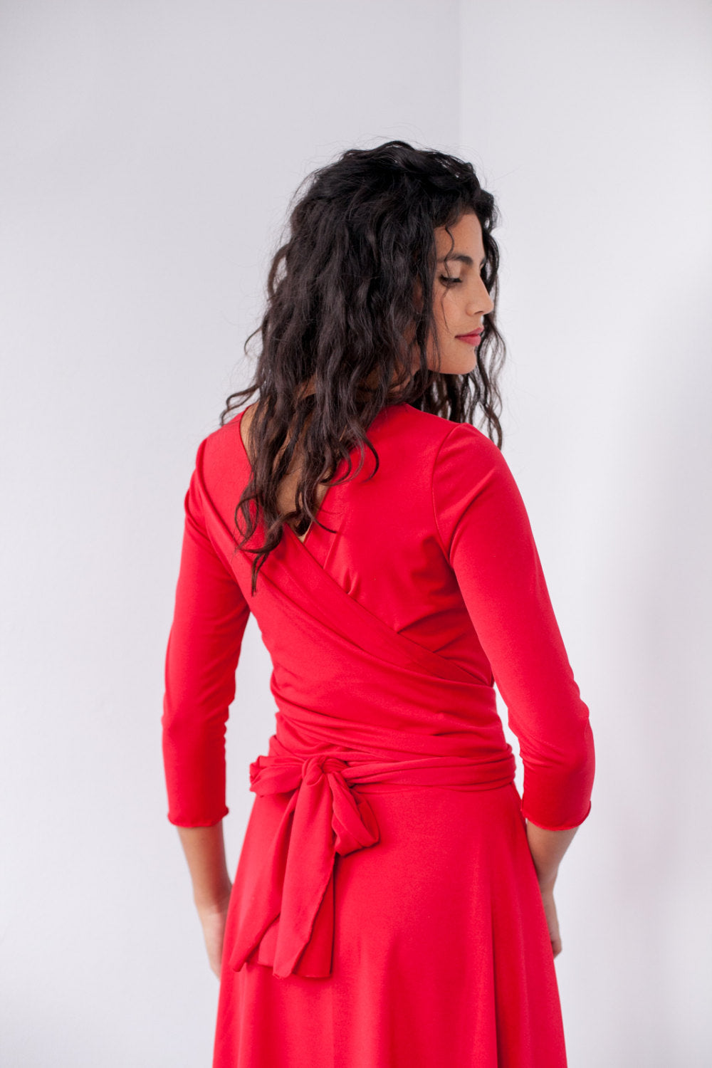 strapless open back dress Red convertible wrap dress - Frida Essential Largo