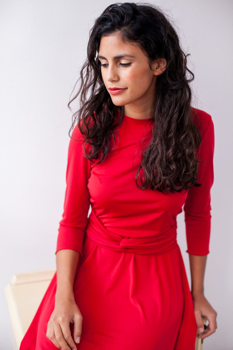 Red convertible wrap dress - Frida Essential Largo