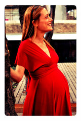 Ready to ship baby shower long dress, baby shower red maternity infinity dress, for mom, satin red rouge dress floor length gown
