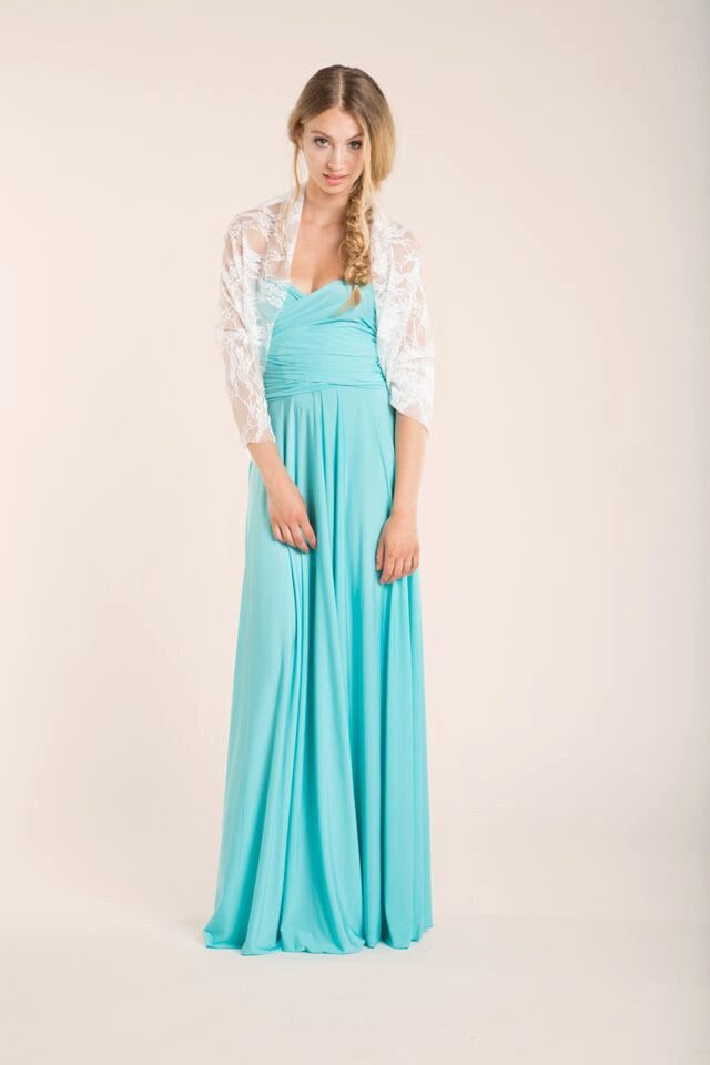 Aquamarine floor length infinity dress, light blue, long dress, party long dress, versatile dress, blue malibu prom dress, bride