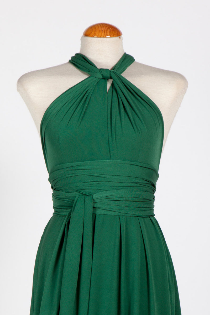 Green dress, short bridesmaid dress, emerald green infinity wrap dress, infinity wrap dress, knee length wrap dress, feminine gr