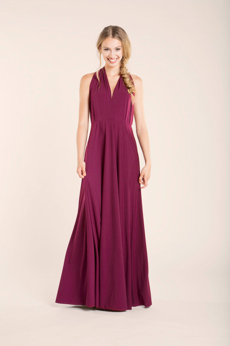 Burgundy long dress, floor length infininty dress, long party dress, marsala dress, versatile dress, wine red dress, prom dress,