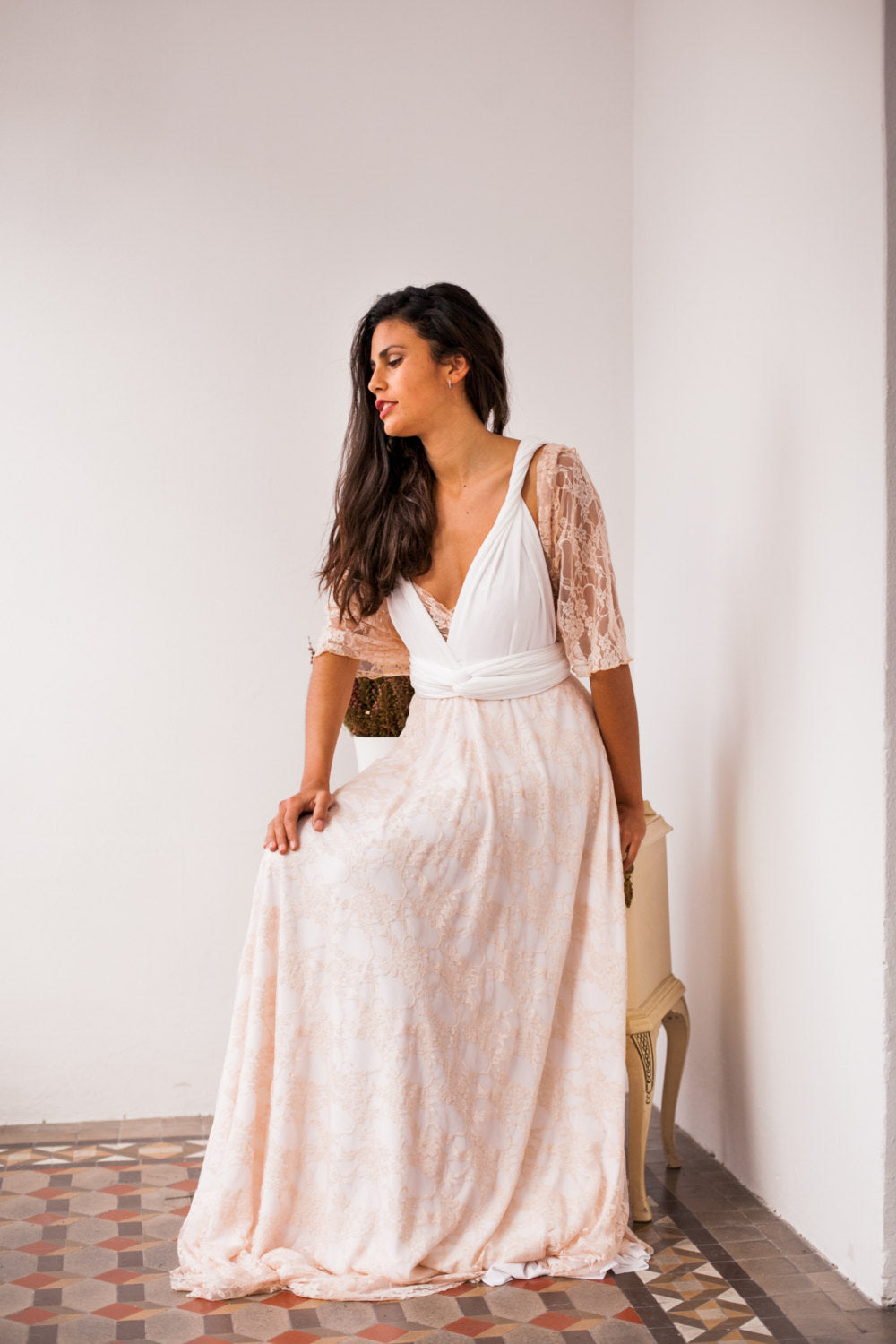 Rose quartz lace skirt, rose gold overlay lace skirt, detachable lace skirt, rustic lace skirt, lace skirt for wedding dress, we