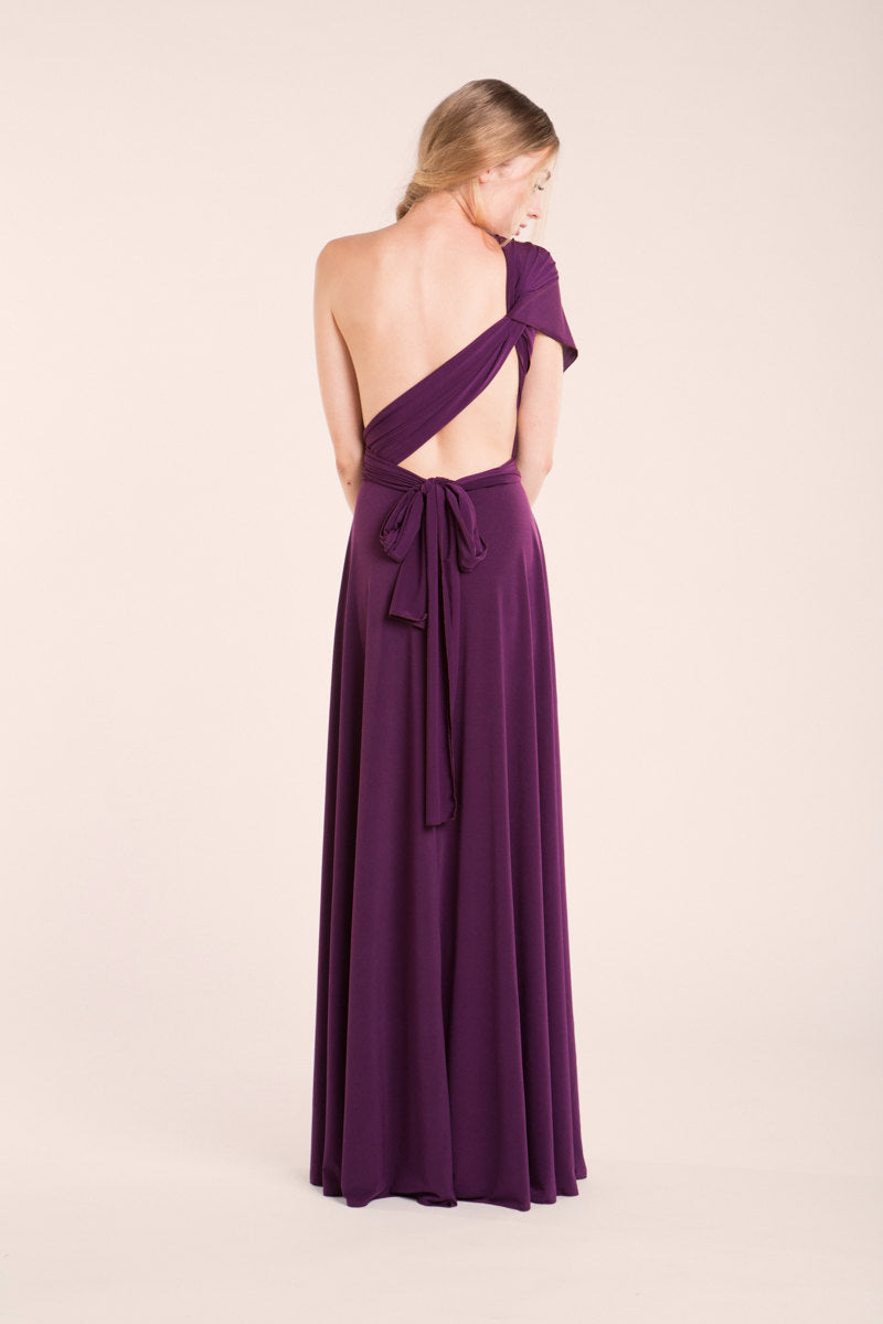 Purple party dress, aubergine infinity dress, event dress, eggplant bridesmaid dress, convertible versatile gown, asymmetrical l