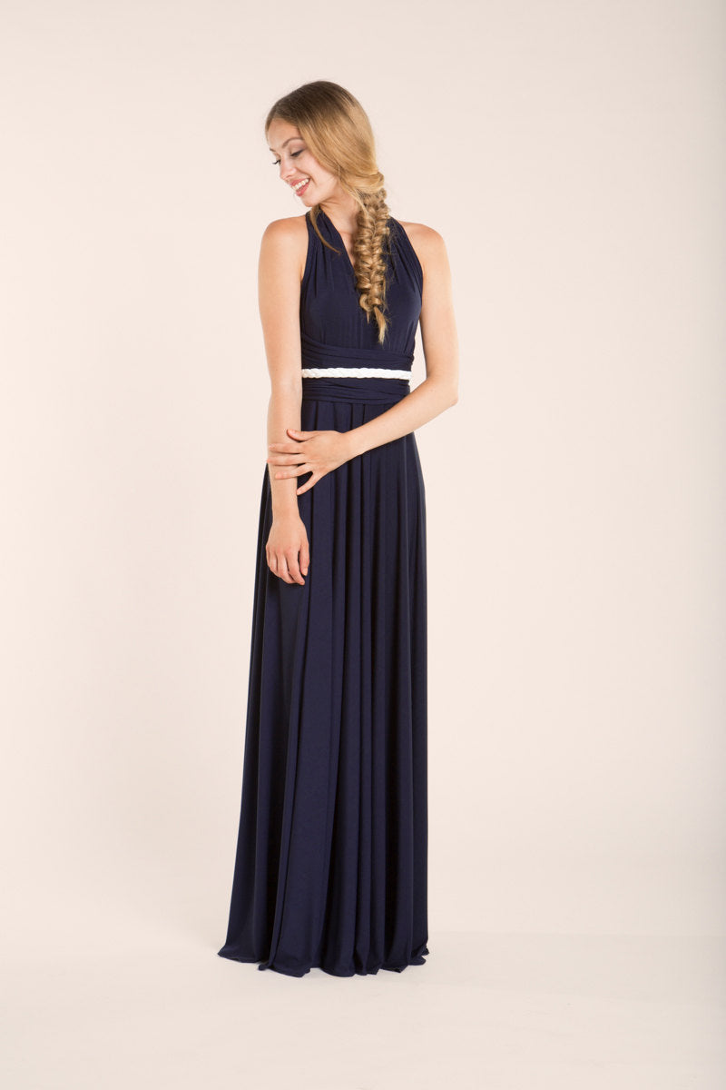 Bridesmaid dress, infinity navy blue dress, ready to ship infinity navy blue bridesmaid dress, party convertible gown, midnight