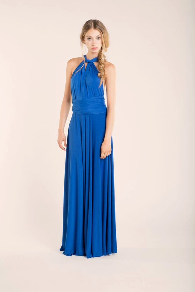 Royal blue long dress, royal blue infinity dress, blue maxi dress, womans dress, cobalt blue party dress, long infinity bridesma