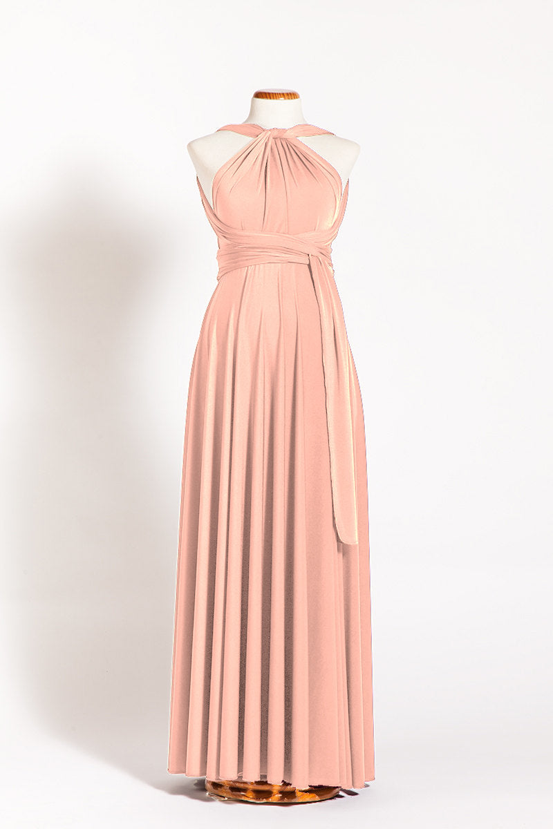 Peach maternity infinity dress, long maternity dress, maternity peach dress, tea rose maternity convertible dress, peach pink ma