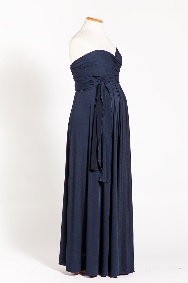 Navy blue infinity dress, long navy blue dress, maternity navy blue dress, ready to ship baby shower dresses, formal maternity d