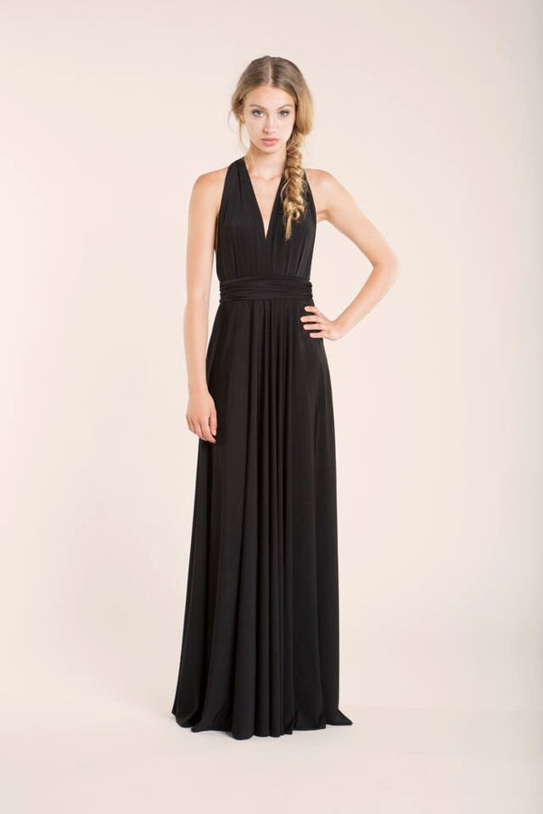 Infinity black maxi dress, black infinity dress, elegant infinity dress halter dress, party dress floor length, convertible blac