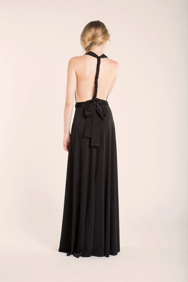 Infinity black maxi dress, black infinity dress, elegant infinity dress halter dress, party dress floor length, convertible blac