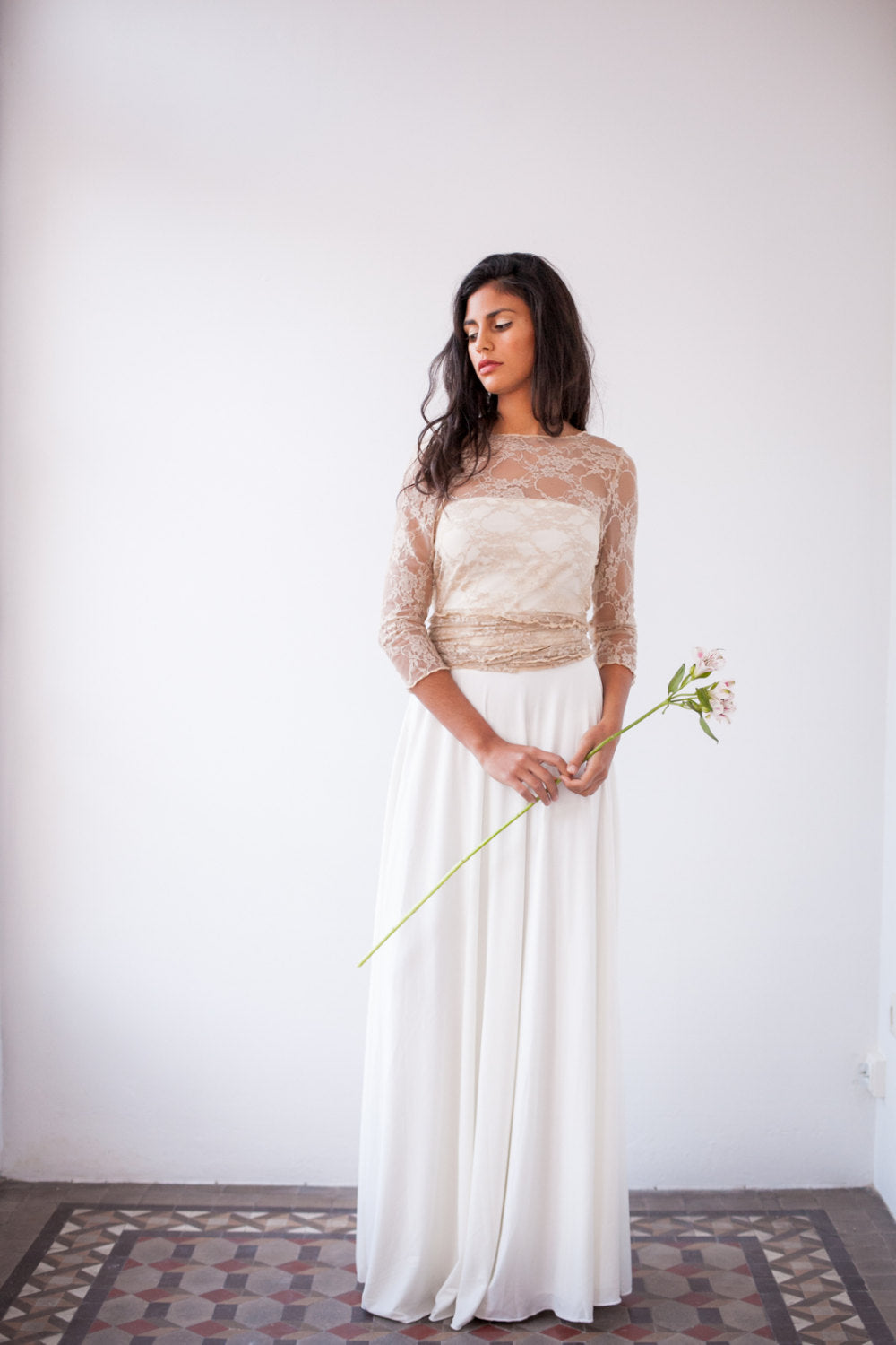 Lace wedding dress with sleeves, long sleeve wedding dress, lace bridal gown, boho wedding dress, bohemian bride, vintage weddin