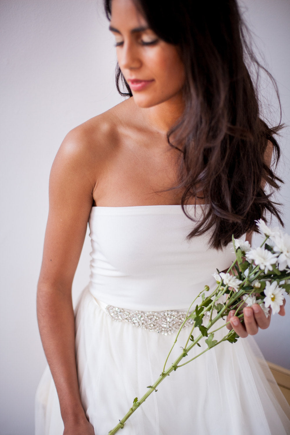 Tulle wedding dress, Two piece tulle dress and crystal sash, Romantic tulle bridal gown, Long tulle skirt, Wedding skirt, Silky