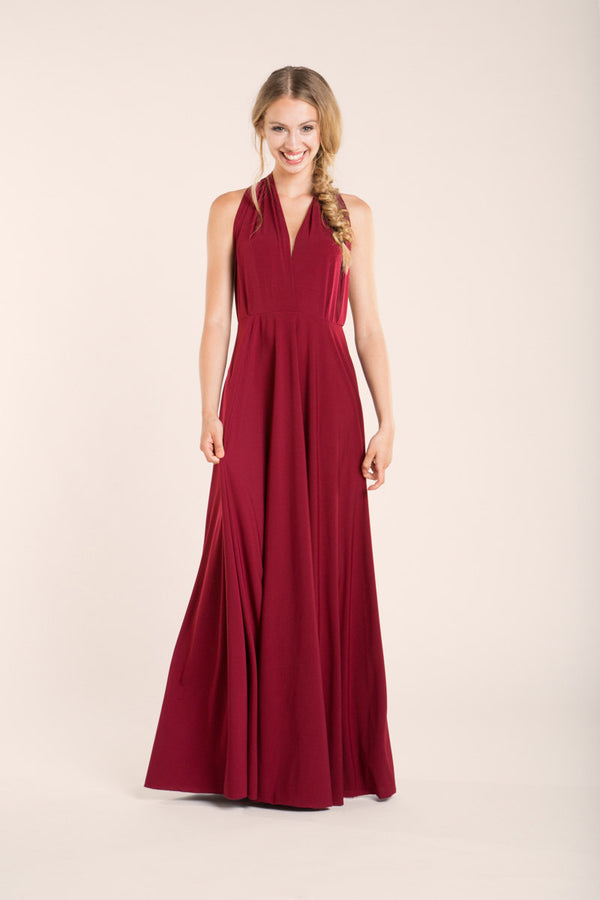 Dark red maxi dress, red long dress, dark red gown, elegant maxi dress, infinity long dress, convertible red dress, versatile ga