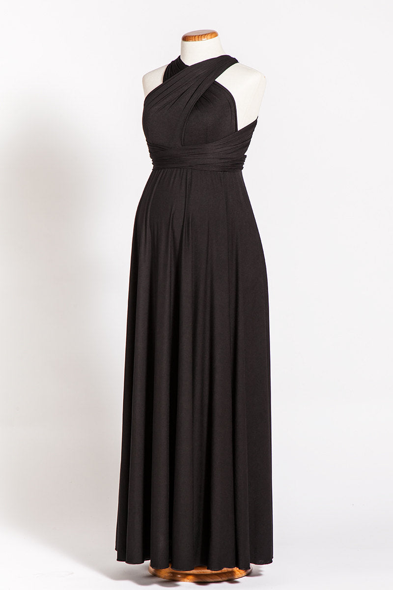 Black gown, evening dress maternity infinity dress, black maxi dress, maternity black dress, baby shower convertible dress, infi