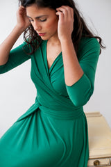 Emerald green dress, long green wrap dress, convertible dress, infinity long sleeve dress, emerald green prom dress, convertible