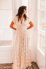 Double layered lace wedding dress - Gala Bohemian