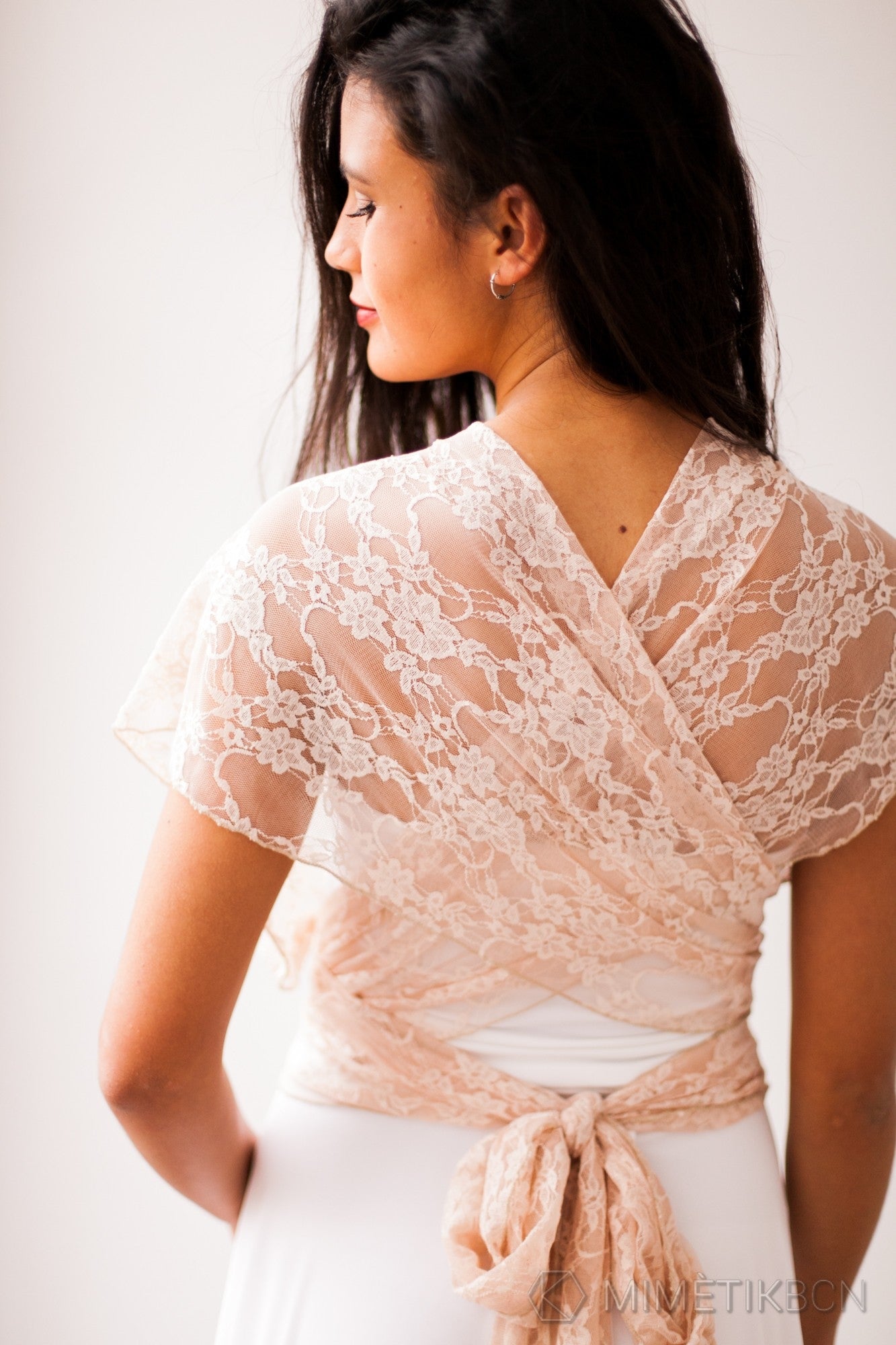 Top cruzado convertible de encaje rosa - Top convertible de novia