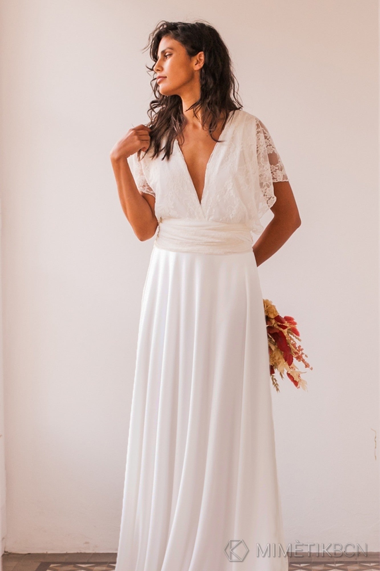Top cruzado convertible de encaje marfil - Top convertible de novia