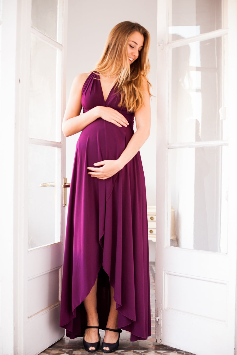 Marsala maternity infinity dress, long maternity dress, wine red maternity dress, maternity convertible dress, ready to ship dre
