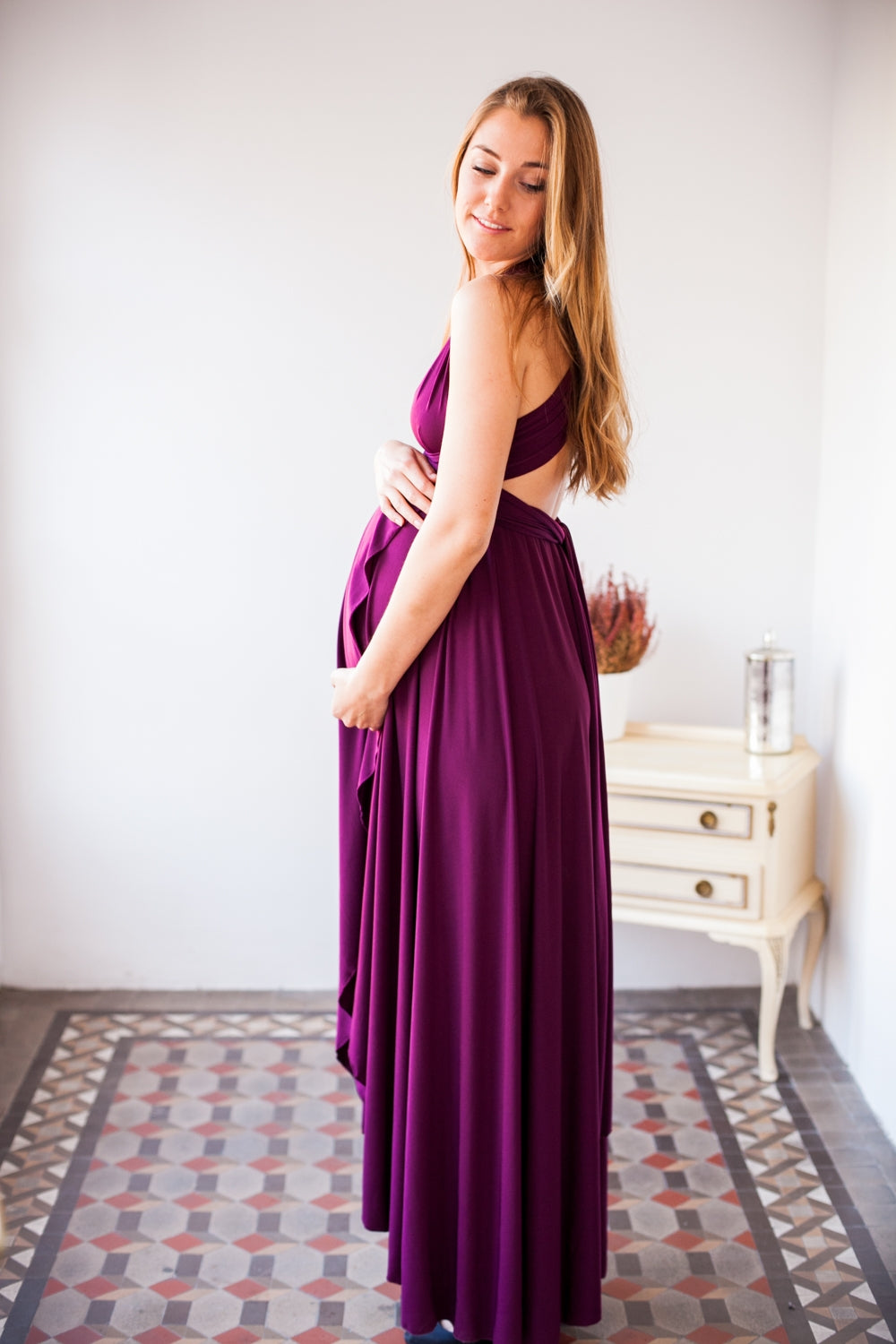 Marsala maternity infinity dress, long maternity dress, wine red maternity dress, maternity convertible dress, ready to ship dre