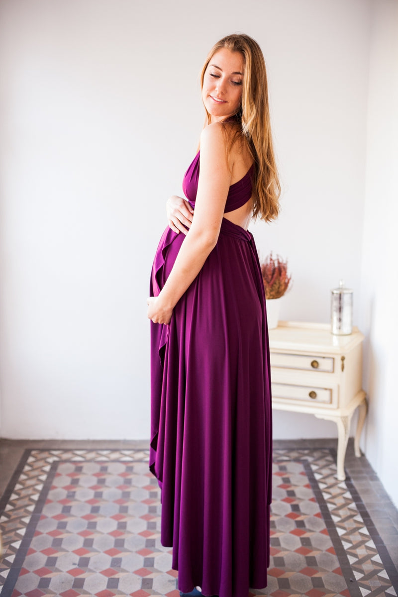 Marsala maternity infinity dress, long maternity dress, wine red maternity dress, maternity convertible dress, ready to ship dre